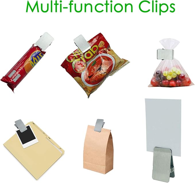 Stainless Steel Chip Clips,Long Heavy Duty Chip Clip for Record Text,DIY Clips for Office Kitchen School,for Paper/Food/Photo/File (6Pack),BURLIHOME