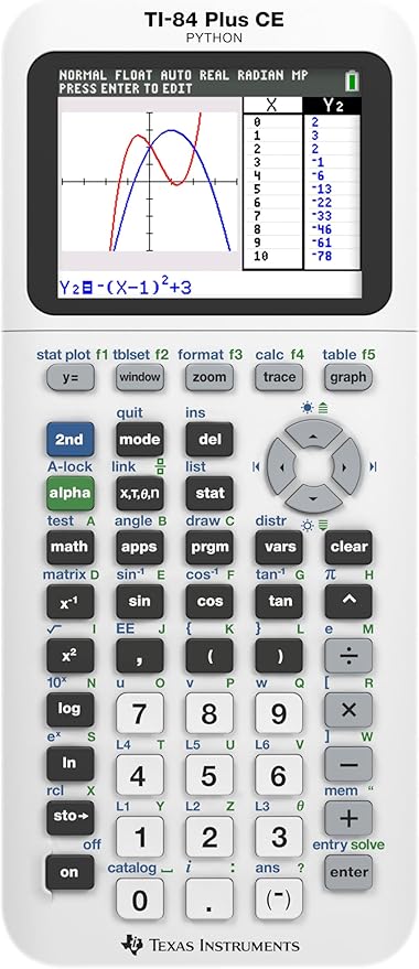 Texas Instruments TI-84 Plus CE Color Graphing Calculator, Bright White