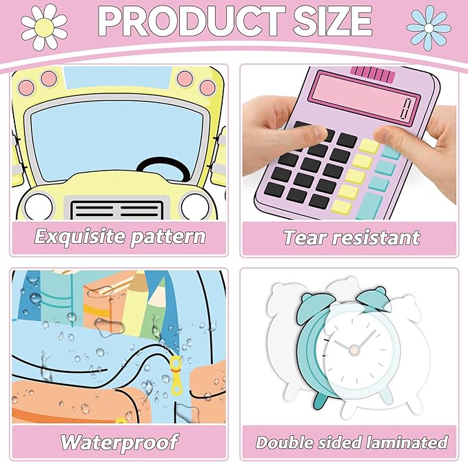Back to School Bulletin Board Decorations Composition Notebook Classroom Bulletin Board Set Colorful Notebook Pencil Stationery Paper Cutouts for First Day of School Classroom Decor Supplies