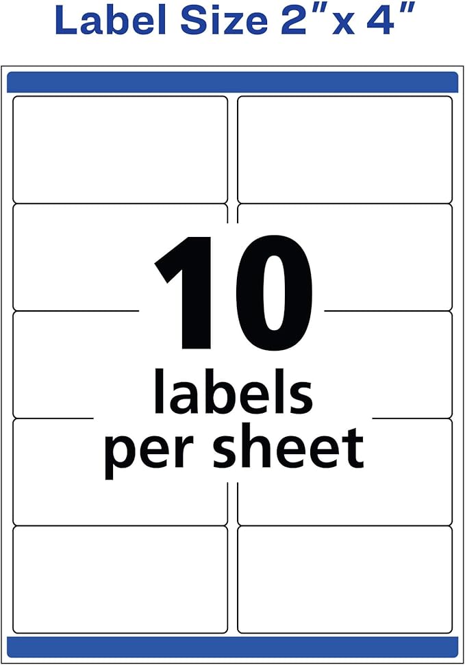 Avery Waterproof Labels with Ultrahold Adhesive, 2" x 4", Case of 500 Labels for Laser Printers (15513)