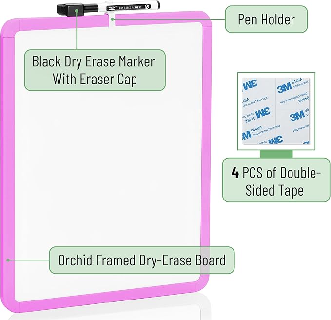 Mr. Pen- Dry Erase Board, 14” x 11” with a Black Dry Erase Marker, Small Mini White Board for Students