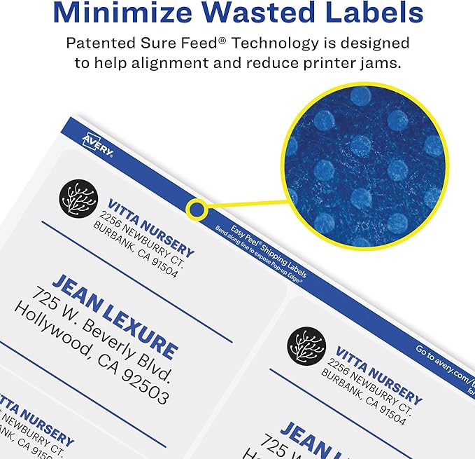 Avery Matte Clear Shipping Labels, Sure Feed Technology, Laser, 3-1/3" x 4", 60 Labels, 5 Packs (15664)