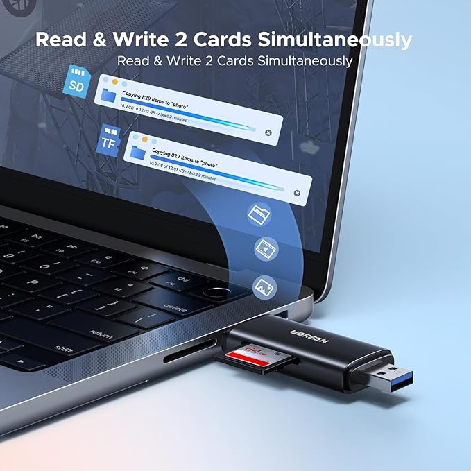 UGREEN USB C SD 4.0 Card Reader USB Memory Card Reader for SDXC, SDHC, MicroSD, MMC, RS-MMC, Micro SDXC, Micro SDHC, UHS-II, and UHS-I Support 312 MB/s SD