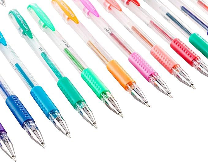 Art Alternatives Glitter Gel Pen Set, 12-Pens - Non-smear - Journaling, Coloring, Drawing, Writing, Planners and more!
