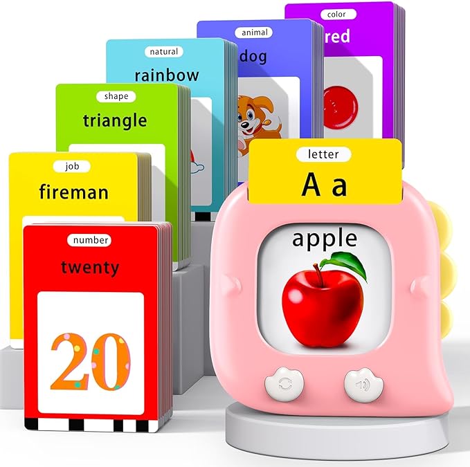 Kidzdo 520 ABCs Sight Word Talking Flash Cards for Toddlers, Easter/Birthday Gifts for 2 3 4 5 6 Year Old Girls, Early Educational Toys, Pocket Speech Learning Toys for Autistic Kids Ages 2-6, Pink
