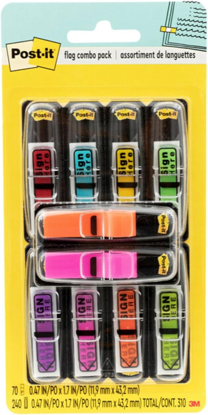 Post-it Flags 684-SHVA, 0.47in Wide, Asstd Colors - 2 Pack