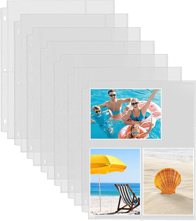 30 Pack Photo Sleeves for 3 Ring Binder - (4x6, for 180 Photos), Archival Page Protectors, Clear Plastic Refill Pages, Postcard Sleeves, Acid-Free