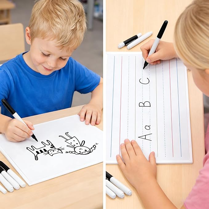 GAMENOTE Small Dry Erase Lap Boards for Kids & Students, Magnetic Double Sided Lined Whiteboards 9x12 for Classroom & Homeschool Use (6 Pack)