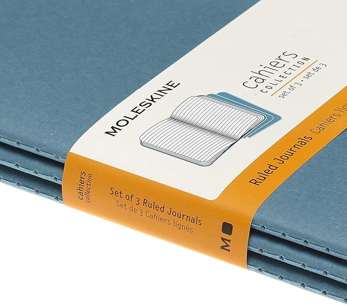 Moleskine Cahier Journal, Soft Cover, Large (5" x 8.25") Ruled/Lined, Black, 80 Pages (Set of 3)