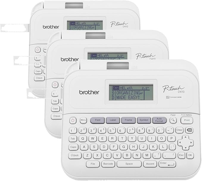 Brother P-Touch PT-D410 Home/Office Advanced Label Maker | Connect via USB to Create and Print on TZe Label Tapes up to ~3/4 inch,White,(Pack of 3)