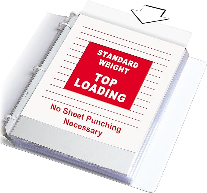 C-Line Top Loading Standard Weight Poly Sheet Protectors, Clear, 8.5 x 11 Inches, 25 per Pack (05047)