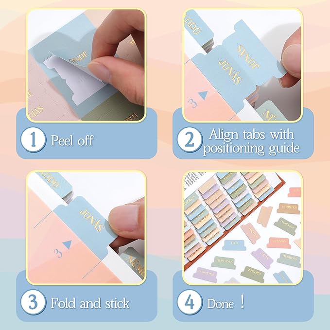 Spanish Bible Tabs, Multicolor 66 Gold Foil Lettering Chapter Labels + 39 Blank Tabs for DIY, Includes Alignment Ruler, Bible Index Stickers in Spanish, Bible Journaling Supplies for Women Study