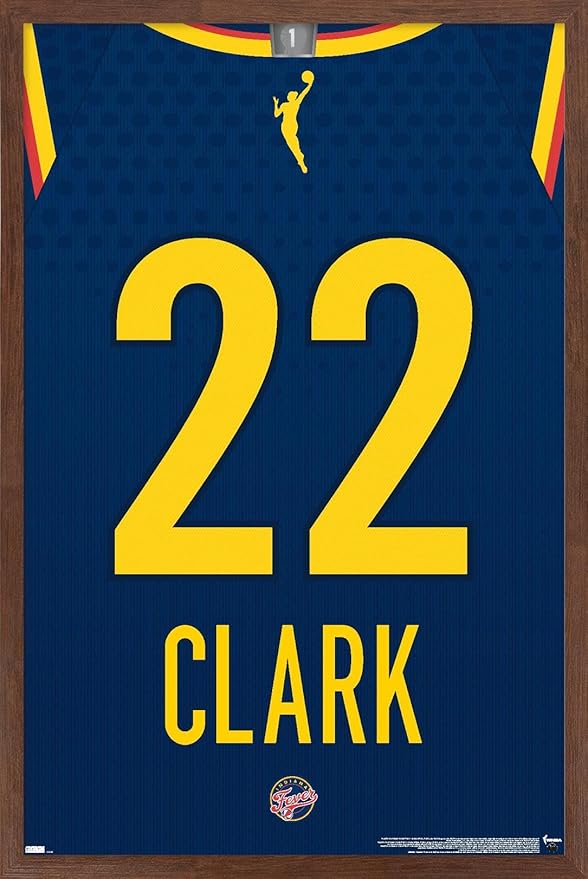 WNBA Indiana Fever - Caitlin Clark Jersey Wall Poster, 34L" x 22.4W", Mahogany Framed Version