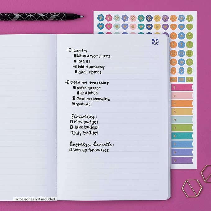 Erin Condren Undated 12 Months Customizable Agenda Petite Planner - Perfect for Tracking Monthly To-Dos or Monthly Project Goals. 140 Stickers Included