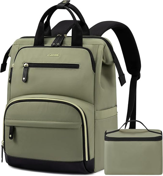 LOVEVOOK Lunch Backpack for Women, 15.6 Inch Laptop Bag with Insulated Cooler Lunch Box, Work Backpack for Teacher Nurse, Travel Backpack Lunch Bag for Camping Picnic Daily Use