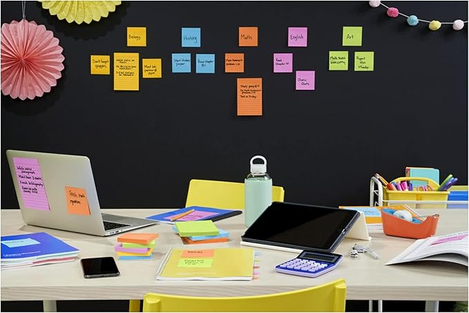 Post-it Super Sticky Dispenser Pop-up Notes, 6 Sticky Note Pads, 3 x 3 in., 2X The Sticking Power, New Year Organization or Second Semester School Supplies, Energy Boost Collection