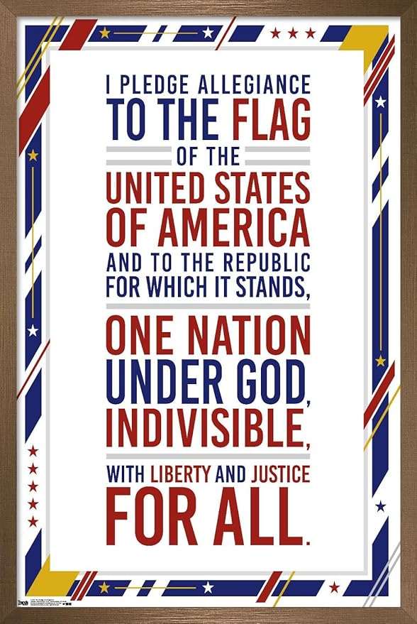 Trends International The United States Of America - Pledge Of Allegiance Wall Poster, 22.375" x 34", Bronze Framed Version