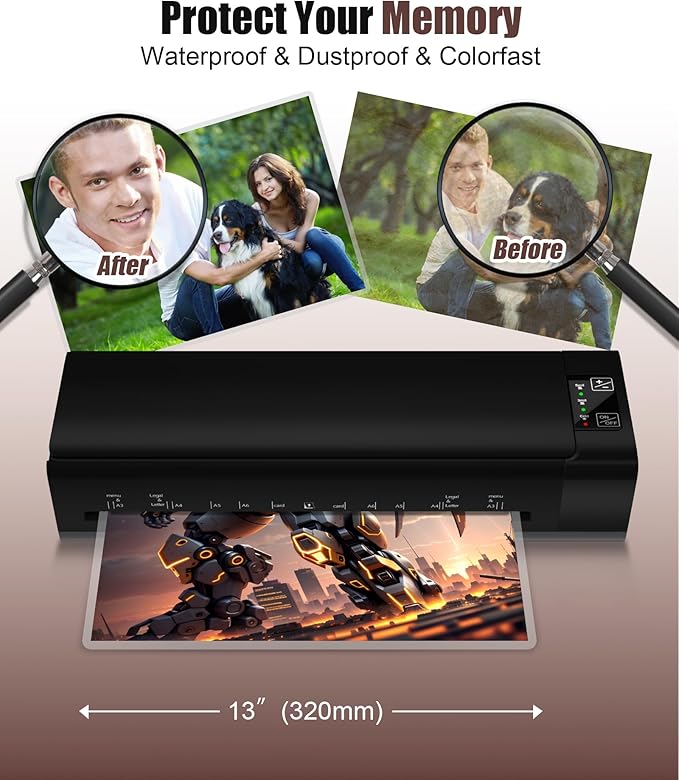A3 Laminator Machine,13 Inch 9-in-1 Laminating Machine with Laminating Sheets,Thermal Laminator Hot & Cold with Fast Warm Technology for Home,Office or School Supplies(Black)