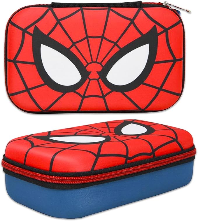 Spider-Man Spiderman Pencil Case for Kids - Marvel Stationery Bundle Pencil Case, Erasers, Stickers, Bookmark, More | Spiderman School Supplies for Boys 4-6
