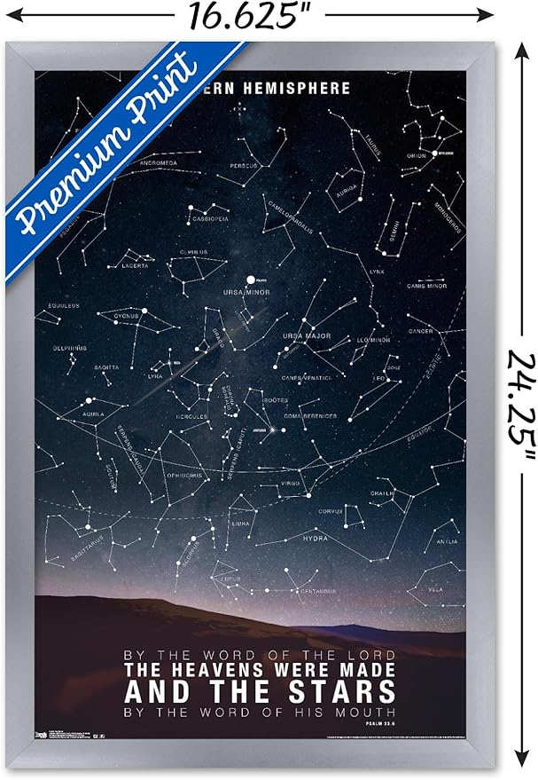 The Stars Wall Poster, 22.4L" x 14.7W", Silver Framed Version