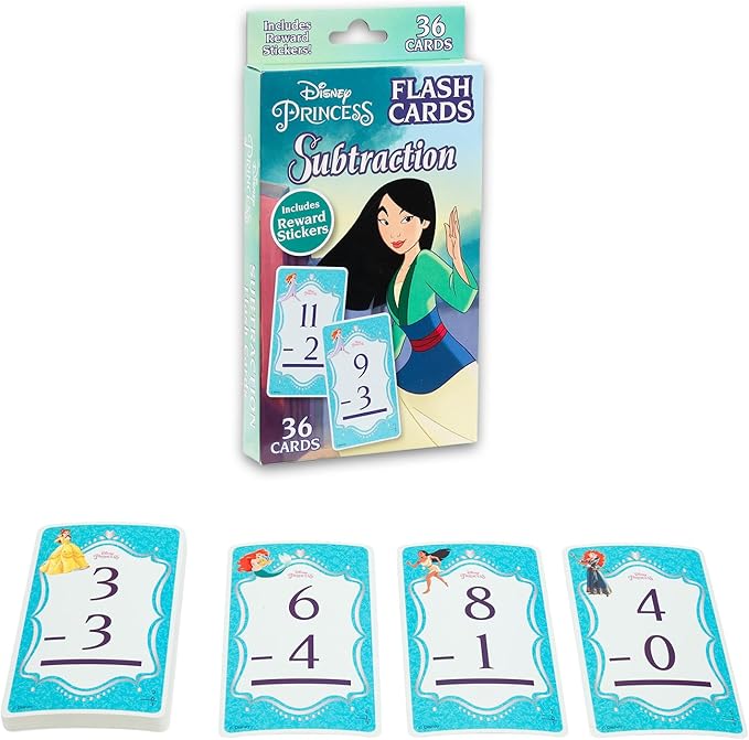 Disney Princess Math Games Set - Bundle with Addition and Subtraction Flash Cards for Boys, Girls | Disney Princess Learning Toys for Kids Ages 5-6