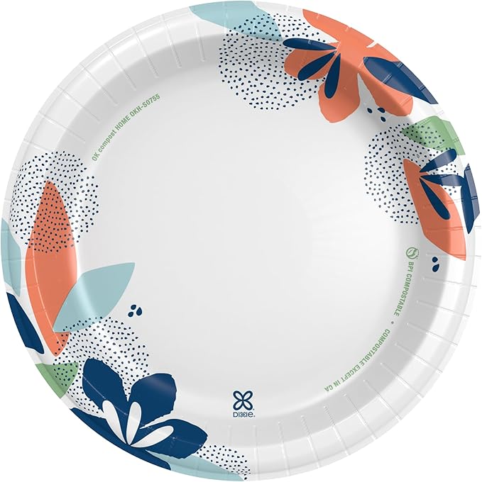 Dixie Large Paper Plates, 10 Inch, 54 Count, 2X Stronger*, Microwave-Safe, Soak-Proof, Cut Resistant, Disposable Plates For Everyday Breakfast, Lunch, & Dinner Meals