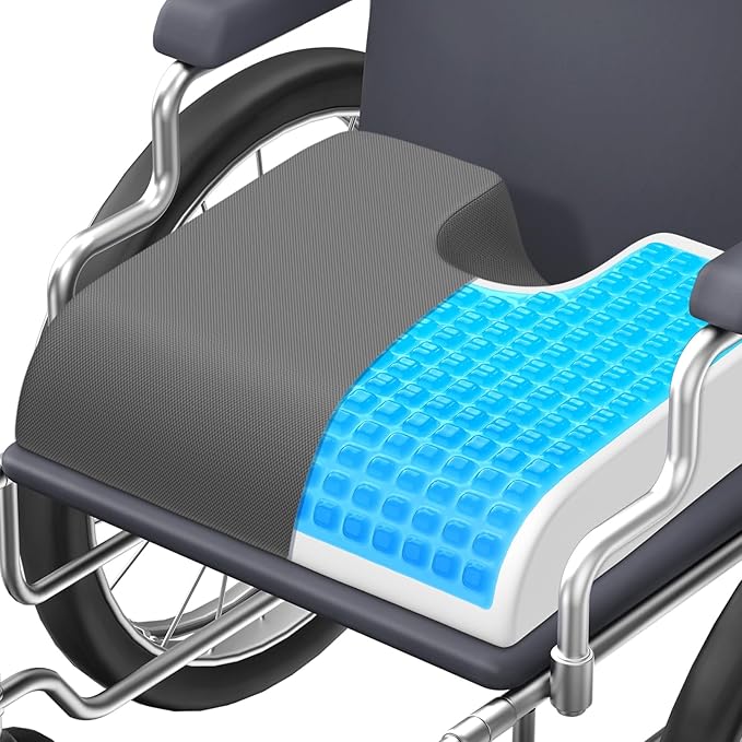TranquilMoments Seat Cushion, Gel Wheelchair Seat Cushion，Ergonomic Chair Cushions for Office Chairs & Car, Relieve Sciatica, Back and Tailbone Pain, Removable Cover & Non - Slip Bottom, Grey