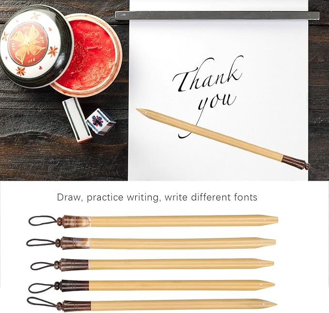 5Pcs 5pcs Calligraphy Dip Pen, Bamboo Reed Qalam Pens, Vintage Handcrafted Manga Calligraphy Pens, Comic Pen Nib Set for Writing, Calligraphy, Painting, Drawing