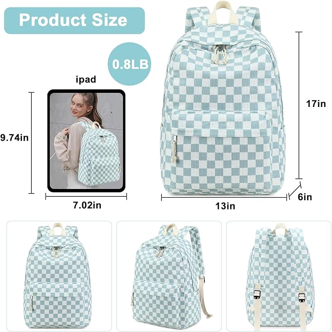 Bluboon School Backpack Set Girls Womens Laptop Bookbag Casual Daypack Fits 15 inch Laptop with Lunch Tote Bag and Pencil Bag