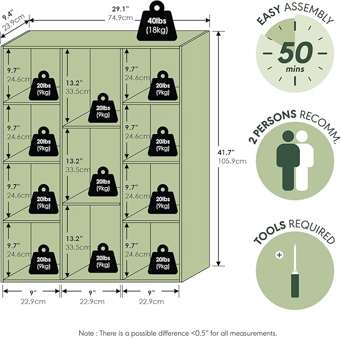 Furinno LUDER Book Shelf, 11-Cube Bookshelf, Reversible Bookcase, 9.4 x 29.1 x 41.7, for Living Room, Bedroom, Home Office, Amber Pine