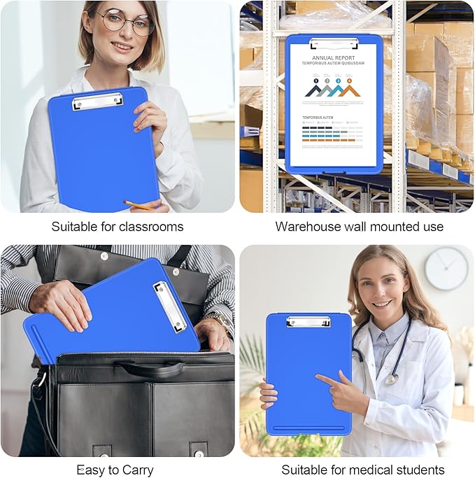 Hongri Clipboard with Storage, 8.5 x 11 Nursing Clip Board Foldable Storage for Nurses, Lawyers, Students, Classroom, Office, School, Size 13.4 x 9.4 X 0.9 in, Dark Blue