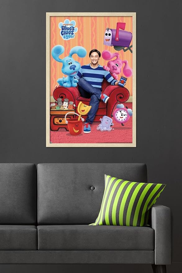 Nickelodeon Blue's Clues - Group Wall Poster, 34L" x 22.4W", Blonde Framed Version