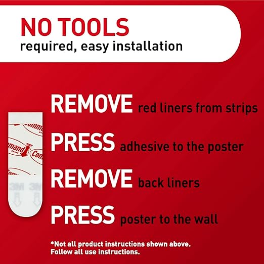 Command Poster Strips Value Pack, 64 Strips Damage-Free Poster Hangers, No Tools Requried, Great for Home, Room, Wall, Office, and Dorm Decor, White Adhesive