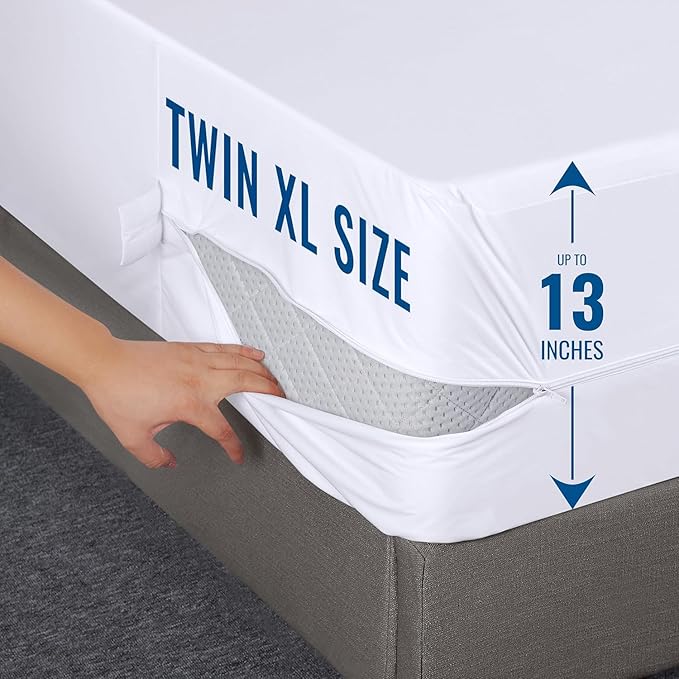 Utopia Bedding Mattress Protector Zippered Twin XL Size (Pack of 2), 100% Waterproof Bed Bug and Dust Mite Proof Mattress Encasement, Absorbent 6 Sided Mattress Cover