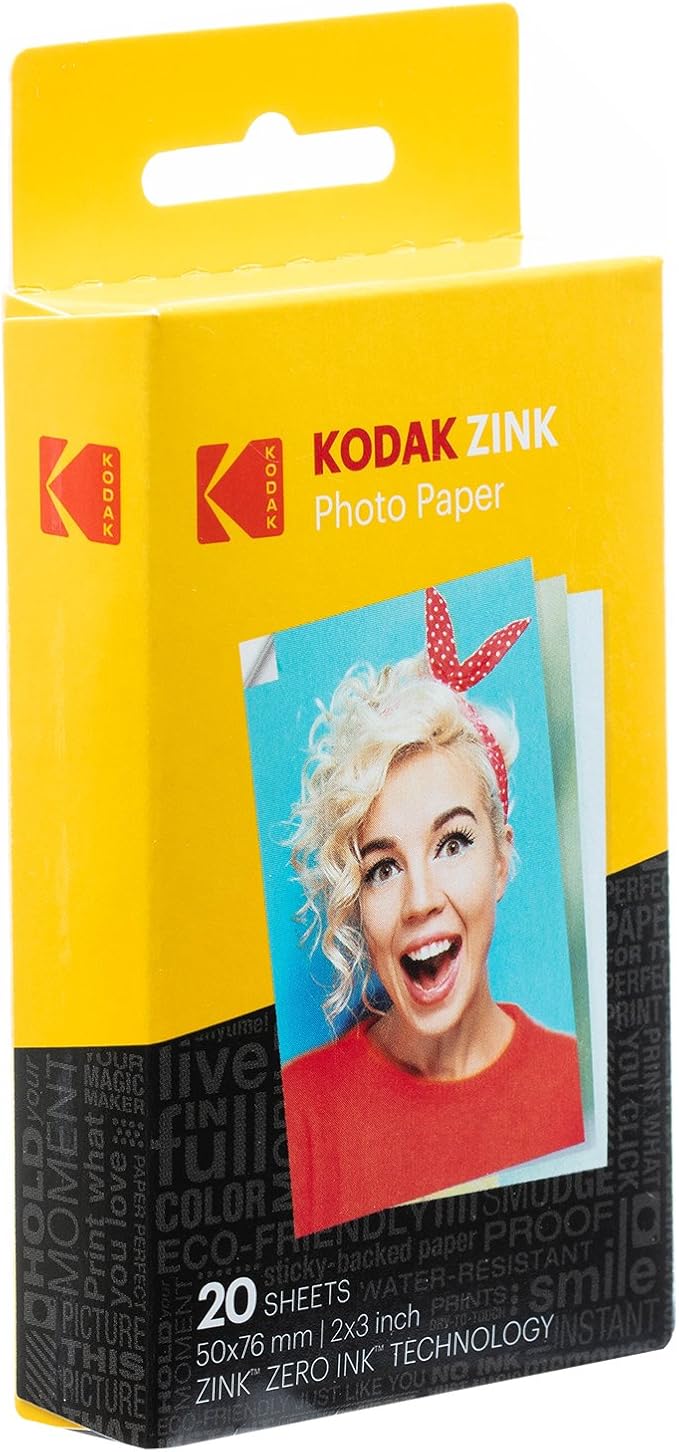 KODAK 2x3 Premium Sticky-Backed ZINK Photo Paper (20 Sheets) - Compatible With Kodak Step, Step Slim, Printomatic, Printomatic+, Smile+, Step Touch