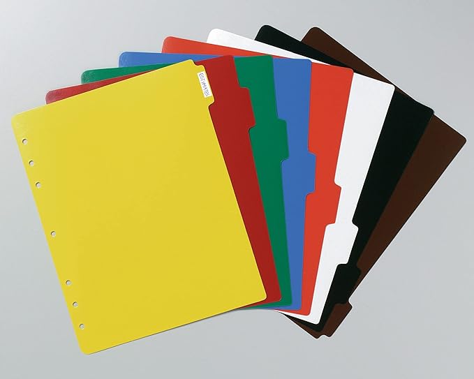 Avery Heavy-Duty Plastic Dividers for 3 Ring Binders and 7 Ring Binders, 8-Tab Set, Multicolor with White Labels, 1 Set (23084)