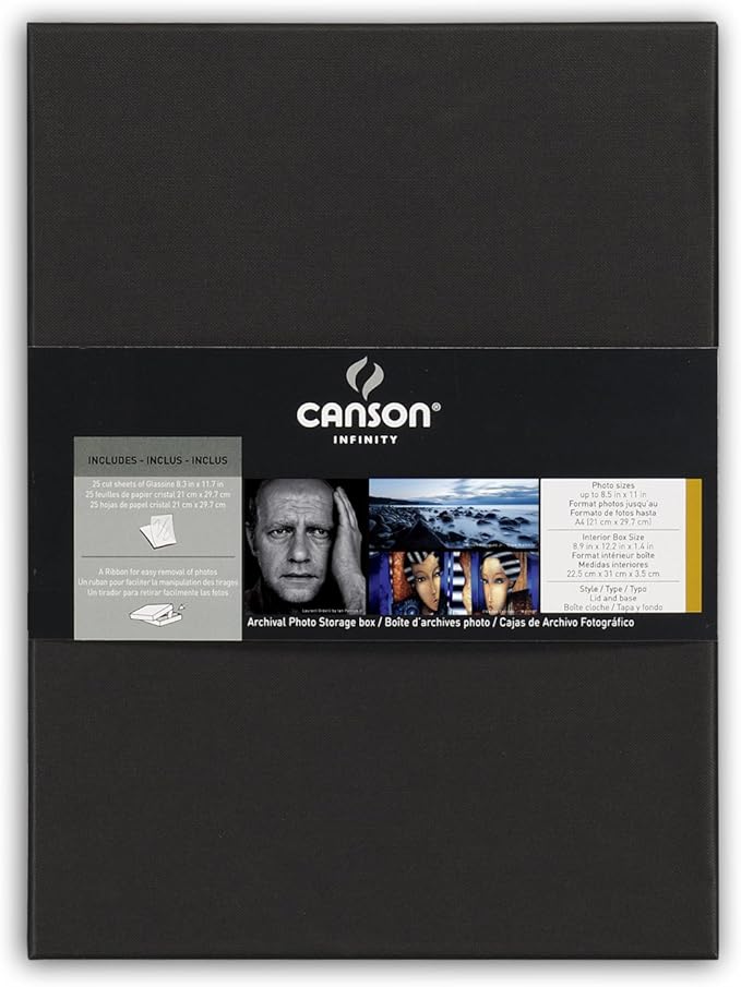 Canson Infinity Archival Box, for Images and Documents up to 8.5 x 11 inches, Fits 8.5 x 11 Inch Sheets, Black