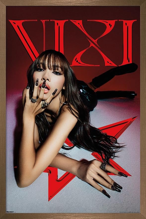 LISA - VIXI Red Star Wall Poster, 34L" x 22.4W", Bronze Framed Version