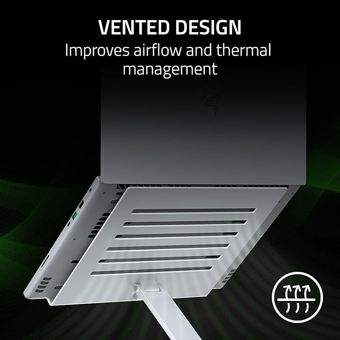 Razer Adjustable Laptop Stand: Supports Phones, Tablets, Laptops, Macbooks up to 18" - Adjust Height and Tilt - Durable Aluminum Construction - Vented Design - Foldable for Storage & Travel - Mercury