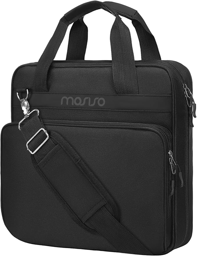 MOSISO 3 Ring Zipper Binder, 2 inch O-Ring Binder Organizer 500 Sheets Capacity Multiple Pockets Bag for Office with Handle & Shoulder Strap Compatible with 13 inch Laptop/Tablet, Black