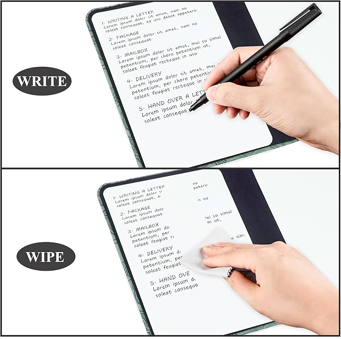 Portable Small White Board Dry Erase Board, Reusable 9.5 * 6.6in Notebook Memo, Office Home Supplies Desk Accessories(1-Carved Green)