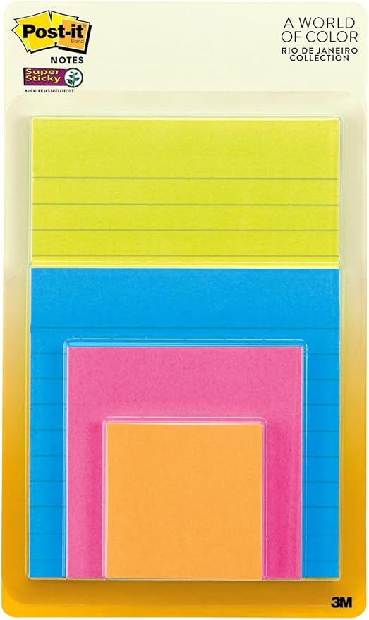 Post-it 703167 Assorted "Rio De Janeiro Collection" Super Sticky Note - Assorted Colour