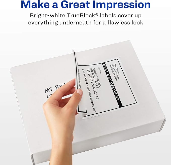 Avery Printable Shipping Labels with Sure Feed,3-1/3" x 4",White,600 Blank Mailing Labels for Laser Printers (5164),(Pack of 5)