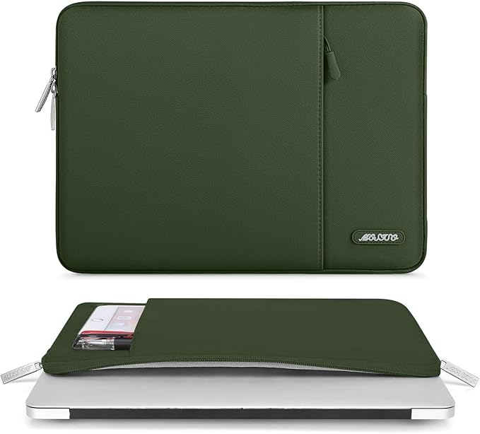 MOSISO Laptop Case 13 inch, 13 inch Laptop Sleeve Compatible with MacBook Air M4 M3 M2 M1 2025-2018 / Pro M2 M1 2025-2016, Polyester Vertical Computer Sleeve Bag with Pocket, Army Green