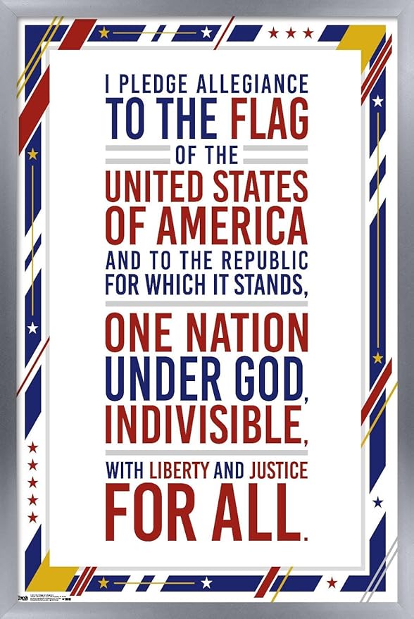 Trends International The United States Of America - Pledge Of Allegiance Wall Poster, 22.375" x 34", Silver Framed Version