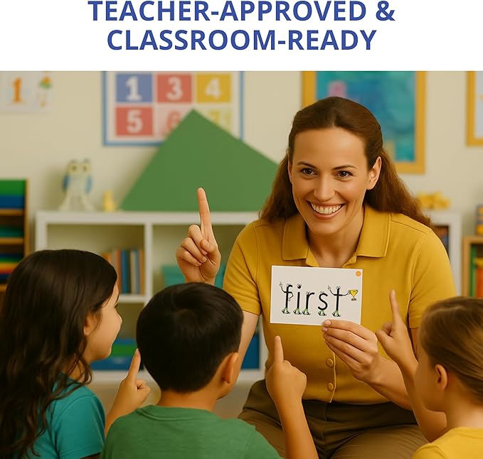 Multisensory Sight Word & Phonics Flash Cards, Set 3 (High-Frequency Words 101-150) - Kinesthetic Learning, Picture-Embedded - Pre-K to Grade 3 - Homeschool & Classroom Use - Model EW-24
