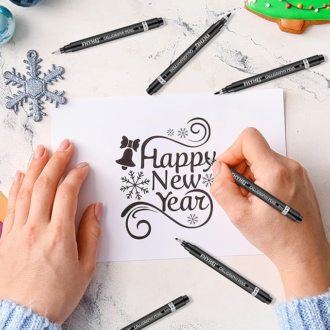 Calligraphy Pen,6 Size Calligraphy Pens for Writing,Brush Pens Calligraphy Set for Beginners,Black Archival Ink Pens,Calligraphy markers,Hand Lettering Pen for Art Drawing,Sketching,Scrapbooking