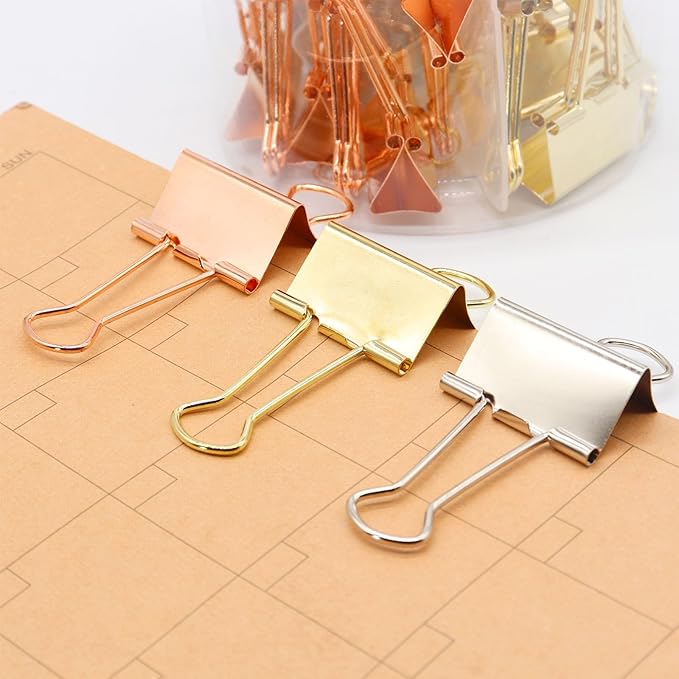 Binder Clips Paper Clamps Paper Clips, 1.26inch (32mm), 3 Colored Set, 18 Pcs Large Size Office Clips for Home School and Business