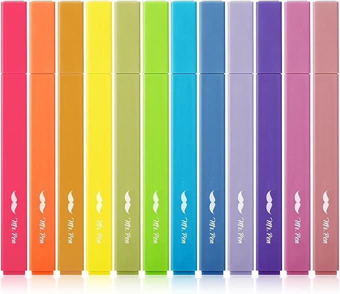 Mr. Pen- Aesthetic Highlighters, 12 pcs, Chisel Tip, Vibrant Colors, Bible Highlighters and Pens No Bleed