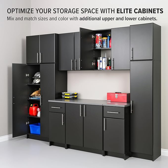 Prepac Elite 16 inch Stackable Wall Cabinet, Black